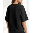 thumbnail image 7 of Basic Oversized Cropped T Shirts for Women Boxy Tee Shirts for Women Plus Size Workout Athletic Crop Tops Drop Shoulder Round Neck Half Sleeve Loose Fit Top Trendy Cute Flowy Tee Shirts Black L, 7 of 7