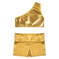 thumbnail image 4 of MSemis Girls Metallic 2Pcs Ballet Dance Outfit Gymnastics Crop Top Shorts Set,Sizes 5-10 Gold 7-8, 4 of 5