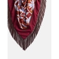 thumbnail image 3 of Scenario Women's Printed Fringe Triangle Scarf, Maroon, 3 of 5