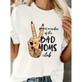 thumbnail image 2 of Women's "BAD MOMS Club" Graphic T-Shirt - Soft Breathable Short Sleeve Tee with Peace Sign & Leopard Print Design, Relaxed Fit Round Neck Casual Top for Spring Summer Casual Attire, Sof, 2 of 7