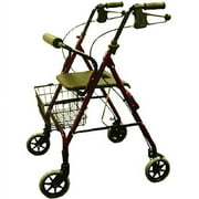 Sunmark Rollator Walker With Handle Brake And Basket Burgundy 1/EA