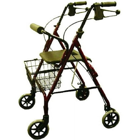 Sunmark Rollator Walker With Handle Brake And Basket Burgundy 1/EA