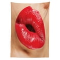 thumbnail image 3 of Ambesonne Lips Tablecloth Rectangular Table Cover, Juicy Lipstick Illustration, 60"x84", Sand Brown and Scarlet, 3 of 4