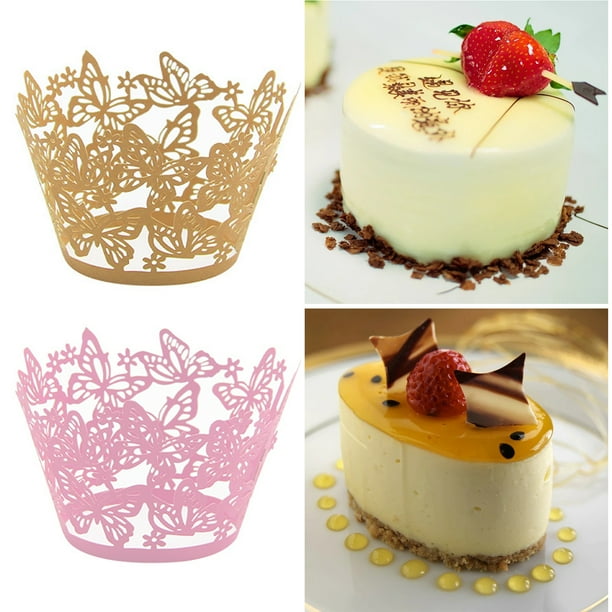 Opolski 50Pcs Cupcake Paper Wrappers Decor Butterfly Pattern Cupcake