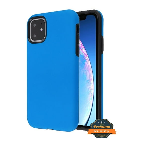 Apple iPhone 11 Phone Case Slim Hybrid Armor Shockproof Impact [Shock Absorption] Rubber Dual Layer Rugged Protective Hard PC Bumper Frame & Soft TPU BLUE Cover for Apple iPhone 11 / 6.1 inch
