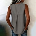 thumbnail image 5 of aohooy Women Summer Tops Button Down Sleeveless Shirts Tie Front Gauze Tunic Blouse Crew Neck Loose Button Tank Top Gray,L, 5 of 7