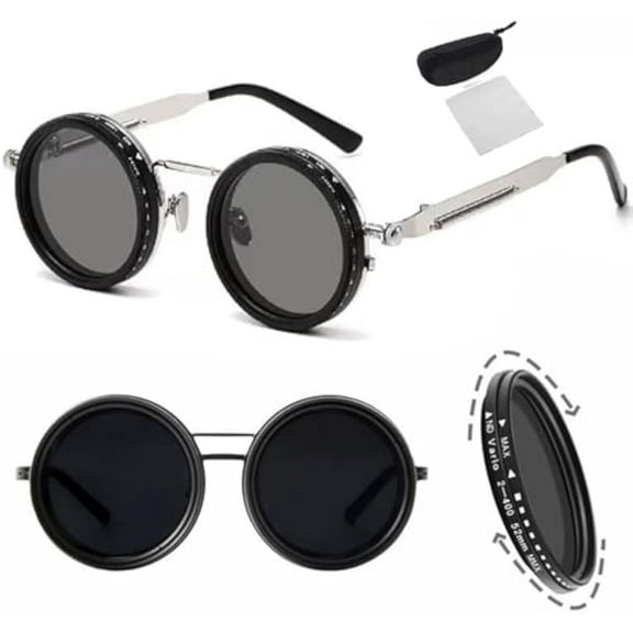 Organismt Glasses, Organismt Rotate Adjustable Tint Rounded Polarized Lenses Retro Sunglasses, Camera ND Filter Lens