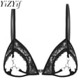 thumbnail image 2 of Sujetadores eróticos de copa abierta para mujer, Sujetador de encaje transparente, Top con anillos de Metal unidos en el busto, Bralette, ropa interior, 2 of 5
