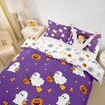 thumbnail image 3 of Homewish Cartoon Halloween Ghost Pumpkin Bedding,Candy Corn Print Duvet Cover Full,Purple Orange White,Halloween Reversible,3pcs,1 Duvet Cover and 2 Pillowcases, 3 of 6