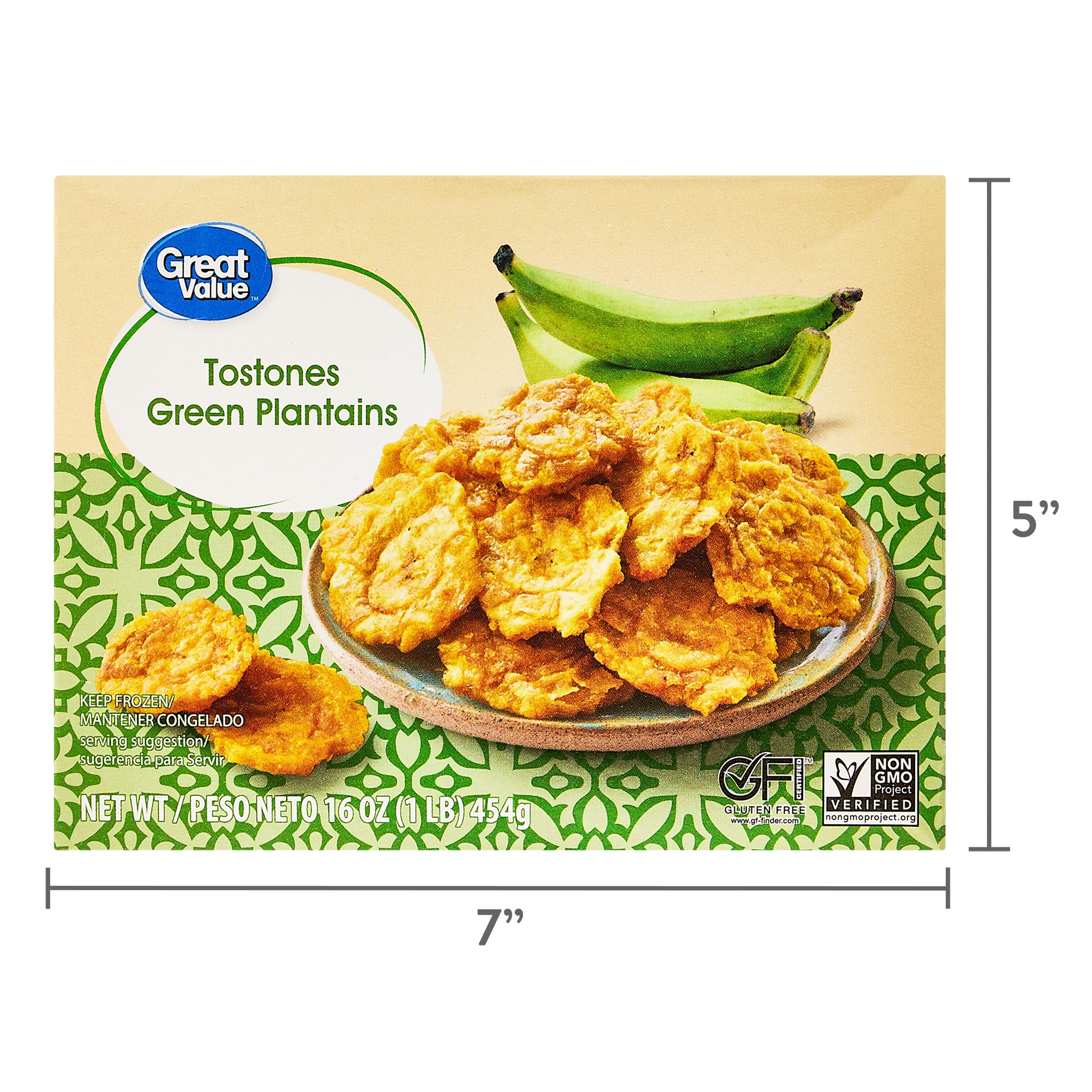 Great Value Tostones Green Plantains, 16 oz (Frozen)
