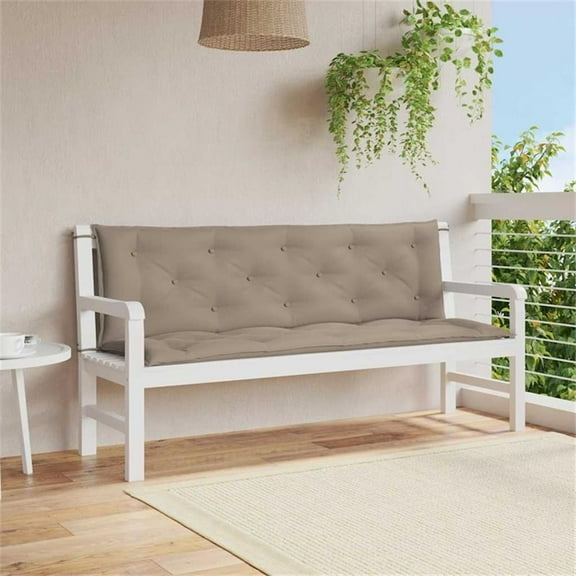Pemberly Row Polyester Oxford fabric Garden Bench Cushion in Taupe (Set of 2)