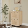 thumbnail image 5 of UBesGoo Wood File Cabinet Rattan Stylish with 2 Drawers,  Portable Vertical Mobile Wooden Storage Filing Cabinet, for Home Office, Natural, 5 of 14