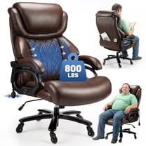 Qusaphy 800LBS Big and Tall Executive Office Chair, PU Leather Ergonomic Desk Chair with Adjustable Backrest and Thick Padded Cushion, Heavy Duty Chair for Home or Office Brown