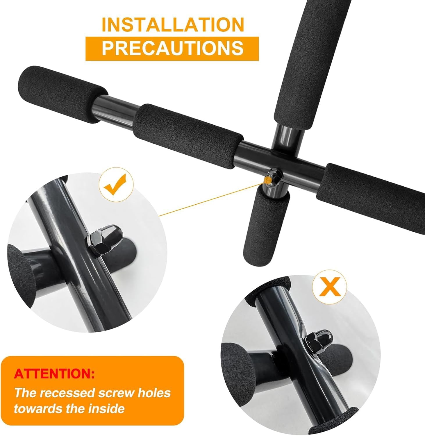 Pull Up Bar for Doorway | No-Screw Chin Up Bar with Multi-Grip  Handles | Heavy-Duty  Gym Strength  Equipment | Upper  Workout Bar for Standard Door Frames