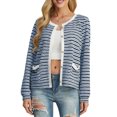 thumbnail image 3 of Cueply Women's Cardigan Sweater Long Sleeve Striped Button Knit Jackets Coats Outwear with Pockets, 3 of 7