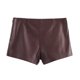 thumbnail image 3 of HH TRAF Pantalones cortos elegantes de cuero marrón para mujer, de cintura alta, elásticos y con cremallera lateral, para verano, ropa de calle informal para mujer, 3 of 4