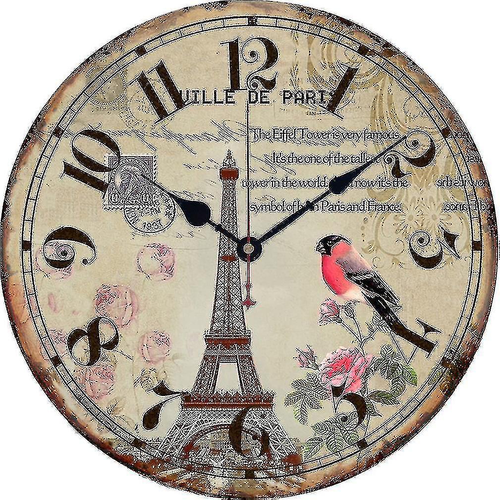 Eiffel Tower Wall Clock Wooden Home Decoration