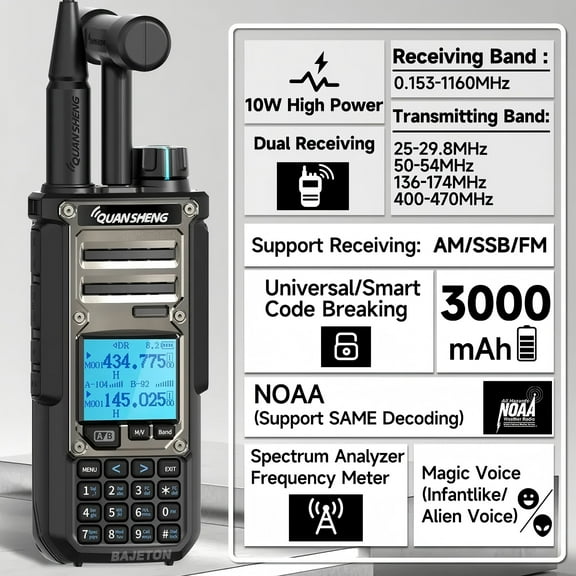 Quansheng TK11 8 Walkie Talkie Two Way Radio Encrypt RX DTMERepeater C HAM Radios