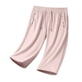 thumbnail image 4 of Womens Long Shorts Knee Length Silky Cooling Workout Gym Quick Dry Shorts with Zip Pockets Athletic Cargo Sweatshorts (S, Pink), 4 of 7