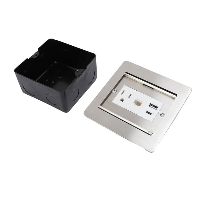 Salida De Piso Empotrada, Instalación Incrustada A Prueba De Agua De 3 Puntas USB A USB C Puerto Caquetón De Piso Empotrado Para Encimeras De Pisos Tablas De Cubiertas