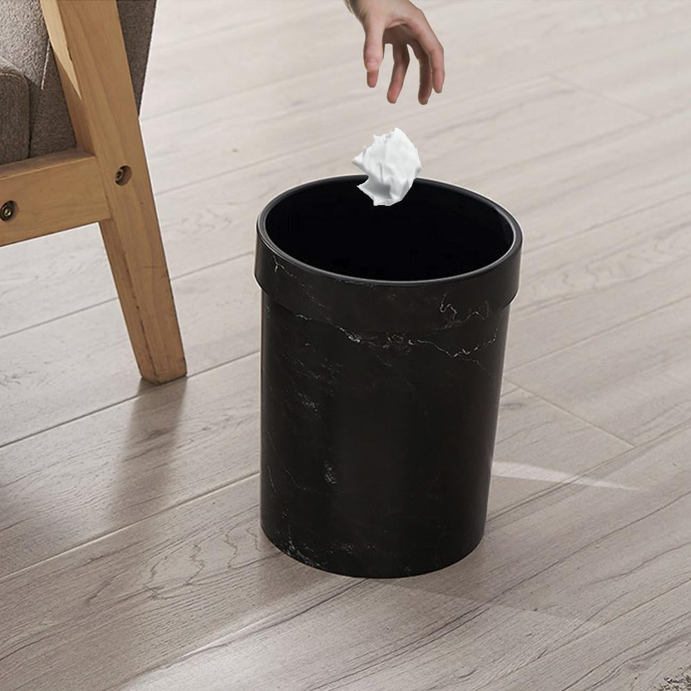 Marble plastic trash bin office bathroom kitchen garbage compost bin