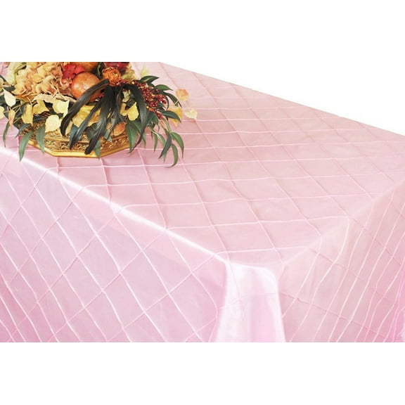 Wedding Linens Inc. 90"x156" Rectangular Pintuck Taffeta Linen Tableccloth for Party Wedding Reception Catering Dining Home Table Cover Linens - Pink