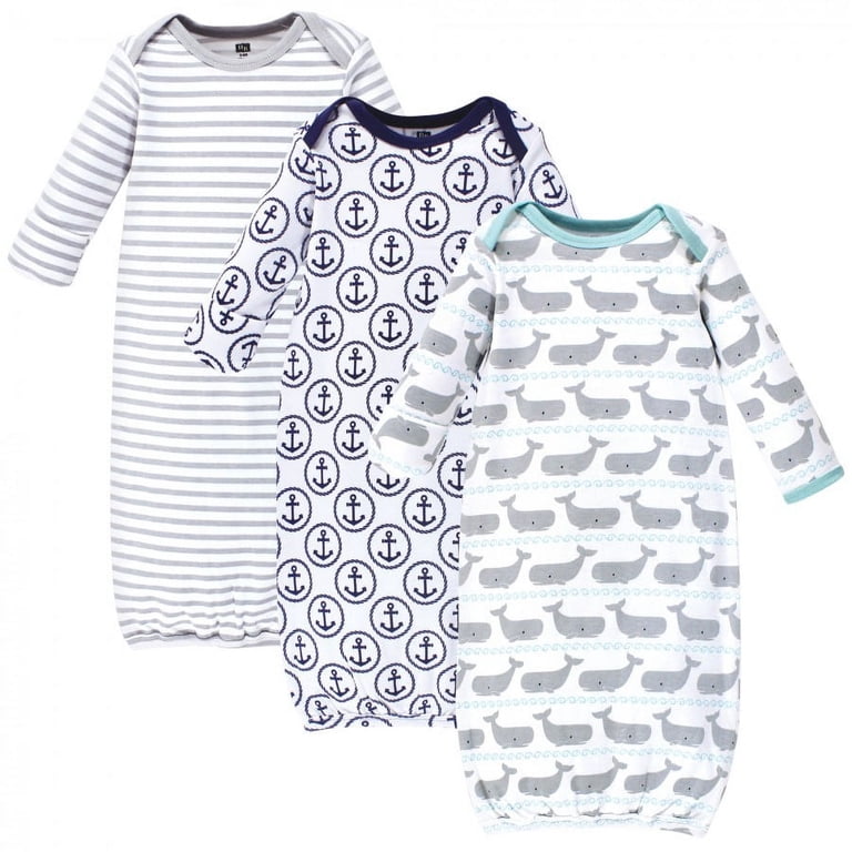 Hudson Baby Boy Cotton Gowns, Whale Anchor, 1-Pack photo 1