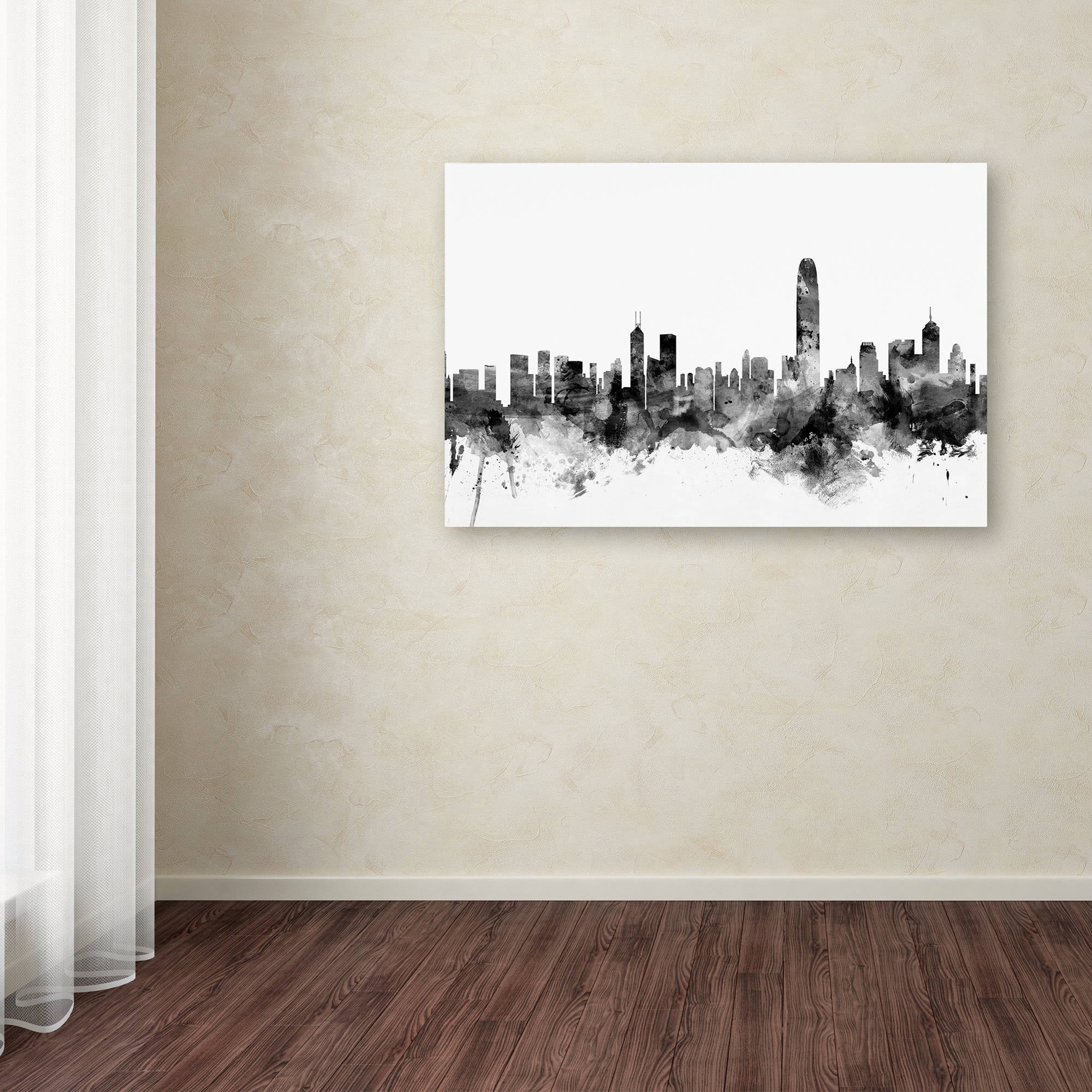 Trademark Fine Art "Hong Kong Skyline B&W" Canvas Art by Michael Tompsett