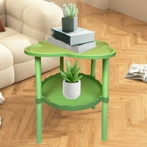 DURUA 2 Tier Side Table with Wheels – Small Movable End Table for Bedroom and Living Room Storage, 19.29x14.96in (Green, 1pcs)