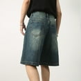 thumbnail image 5 of Mens Jeans Casual Loose Retro Straight Leg Comfortable Stretch Trend Denim Shorts Outdoor Streetwear Jorts Men Sky Blue L, 5 of 7