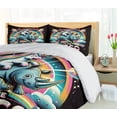 thumbnail image 3 of Ambesonne Funny Duvet Cover Set, Unicorn to the Disco Colorful, King, Black Multicolor, 3 of 5