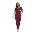 thumbnail image 7 of LYMAYTER Women Medical Uniform Summer 2 Piece Nurse Uniform for S-2XL V-Neck Fast Drying Nurse Esthetician Workwear Set, 7 of 7