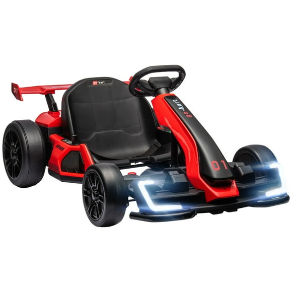 Aosom 24V Electric Go Kart, Kids Drift Kart with Adjustable Seat, Red