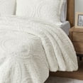 thumbnail image 3 of Madison Park Bedding King Size Modern Bedroom Decor Embroidered Medallion Soft Faux Fur Duvet Cover Set, Ivory, 3 of 11