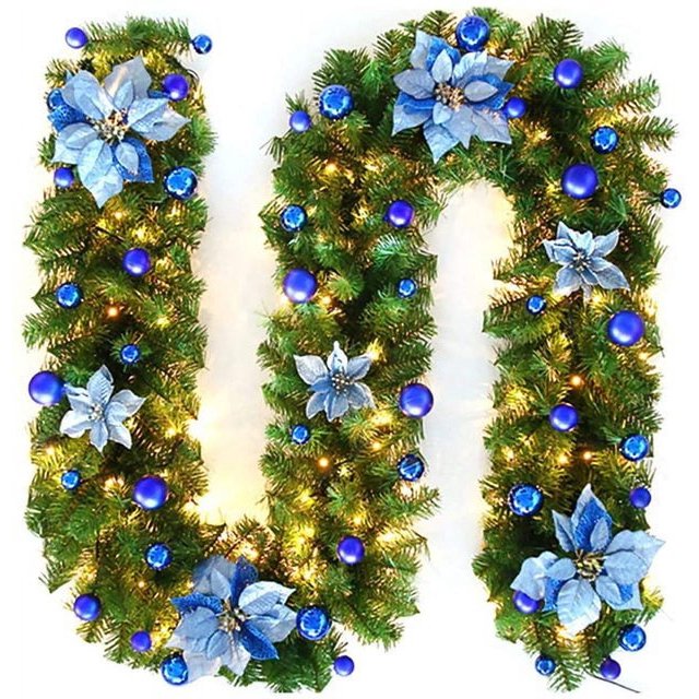Guirnalda decorativa de Navidad, árbol Artificial, cartel de ratán, adornos colgantes, fiesta en casa, colgante de escalera, guirnalda de ratán de Navidad de 2,7 M