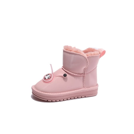

Boys Girls Toddler Warm Snow Boots Water Repellent Anti-Slip Fur Lined Cotton Shoes Fashion Winter Walking Shoes