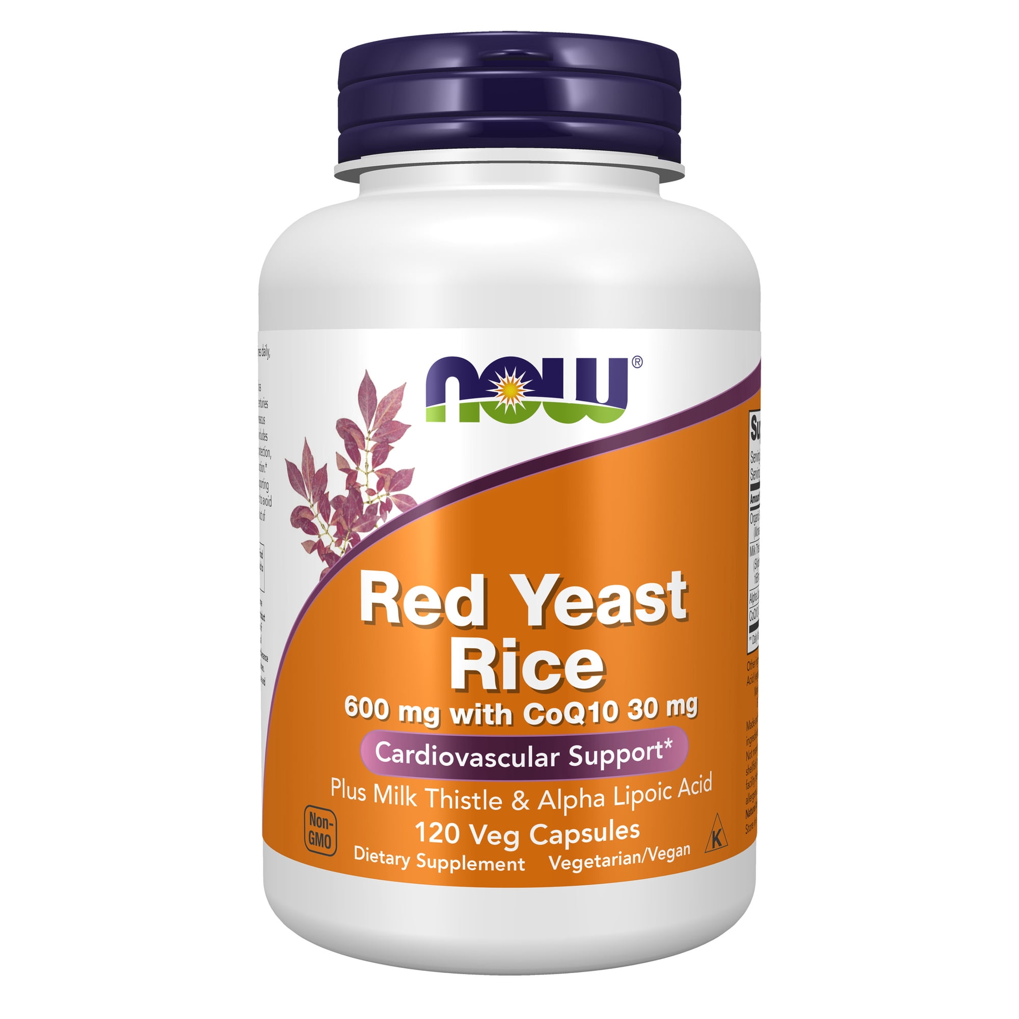 NOW Supplements, Red Yeast Rice with CoQ10, plus Milk Thistle & Alpha Lipoic Acid, 120 Veg Capsules
