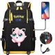 thumbnail image 3 of Nuevo Jigglypuff Psyduck, mochilas escolares USB para adolescentes, mochila de viaje para ordenador portátil para hombres y mujeres, mochilas escolares para niñas y niños, mochilas para libros, 3 of 5
