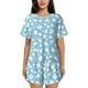 thumbnail image 1 of Fotbe Blue Popcorn Conjunto de Pijama Estampado para Mujer, 2 Piezas, Ropa de Dormir con Camiseta de Manga Corta y Shorts Suaves-Small, 1 of 6