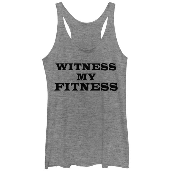 Women's CHIN UP Witness My Fitness  Racerback Tank Top Gray Heather Medium