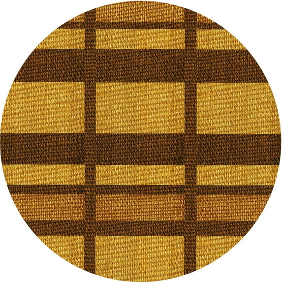 Ahgly Company Machine Washable Indoor Round Transitional Saffron Red Area Rugs, 3' Round