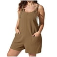 thumbnail image 2 of HOZADOIE Short Rompers for Women Casual Romper Onesie Sleeveless Strap Workout Loose Summer Bodysuit Rompers Lounge Outfits with Pockets, 2 of 8