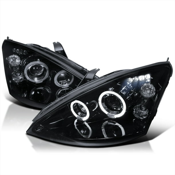 Spec-D Tuning Dual Halo Angel eyes LED Projector Headlights Glossy Black with Ford Focus, Left + Right Pair Headlamps Assembly Walmart.com