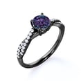 thumbnail image 3 of JeenMata 1 TCW Round-Shaped Lab Created Alexandrite and Moissanite - Infinity with Pave Accents - Prong Engagement Ring - 18K Black Gold Plating over Silver, 3 of 6