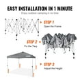 thumbnail image 4 of VEVOR Pop Up Canopy Tent, 10 x 10 ft, 250 D PU Silver Coated Tarp, with Portable Roller Bag and 4 Sandbags, Waterproof and Sun Shelter Gazebo for Outdoor Party, Camping, Commercial Events, Dark Gray, 4 of 9