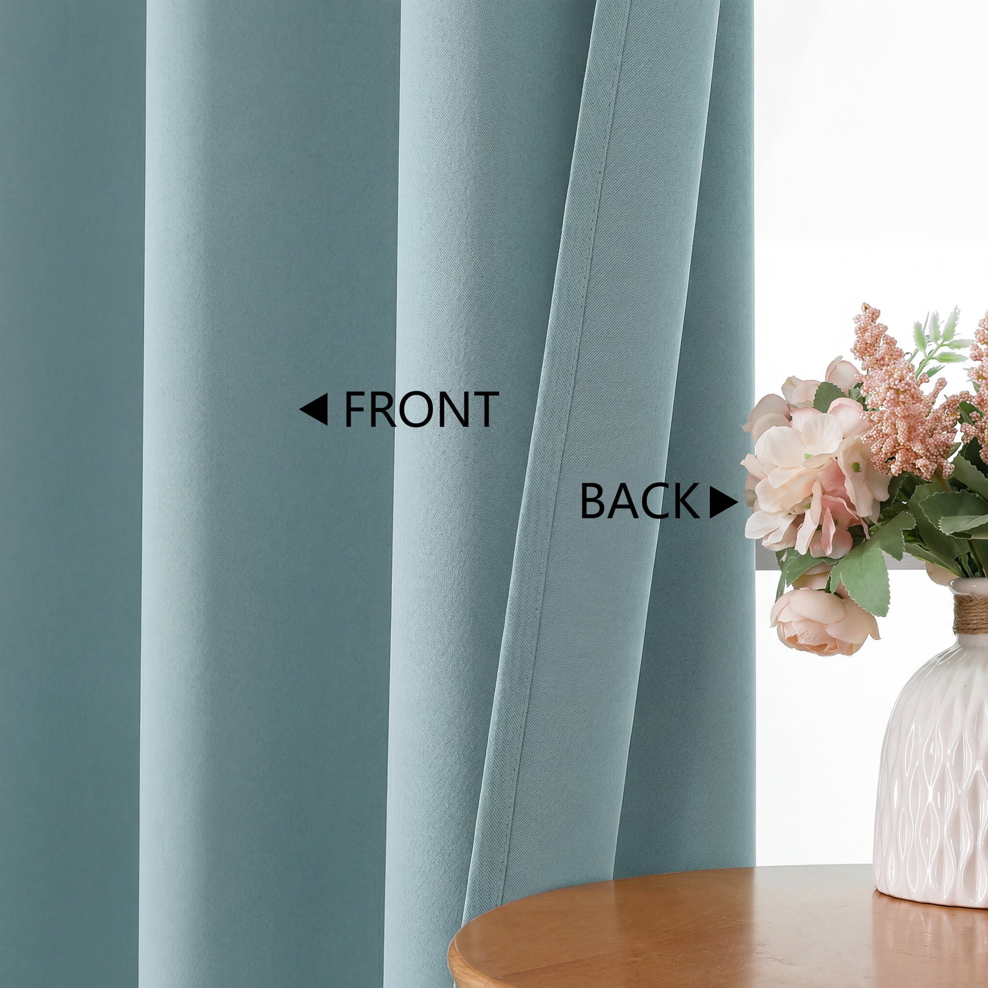 MKHILL Aether Aqua Rod Pocket Blackout Curtains 2 Panels, 63 Inch Long Thermal Insulated Light Blocking Window Drapes, Each 40" W x 63" L, Aqua