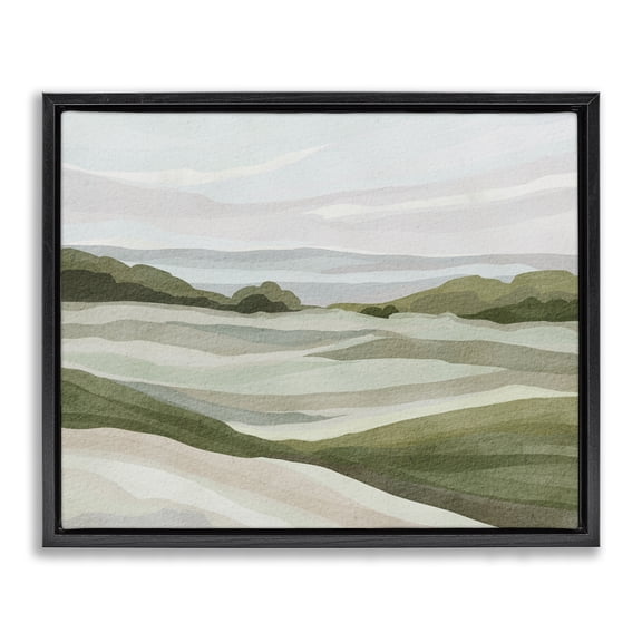 Stupell Industries Contemporary Simple Rolling Green Hills Black Floating Frame Canvas Art, 21 x 17, by Nikita Jariwala