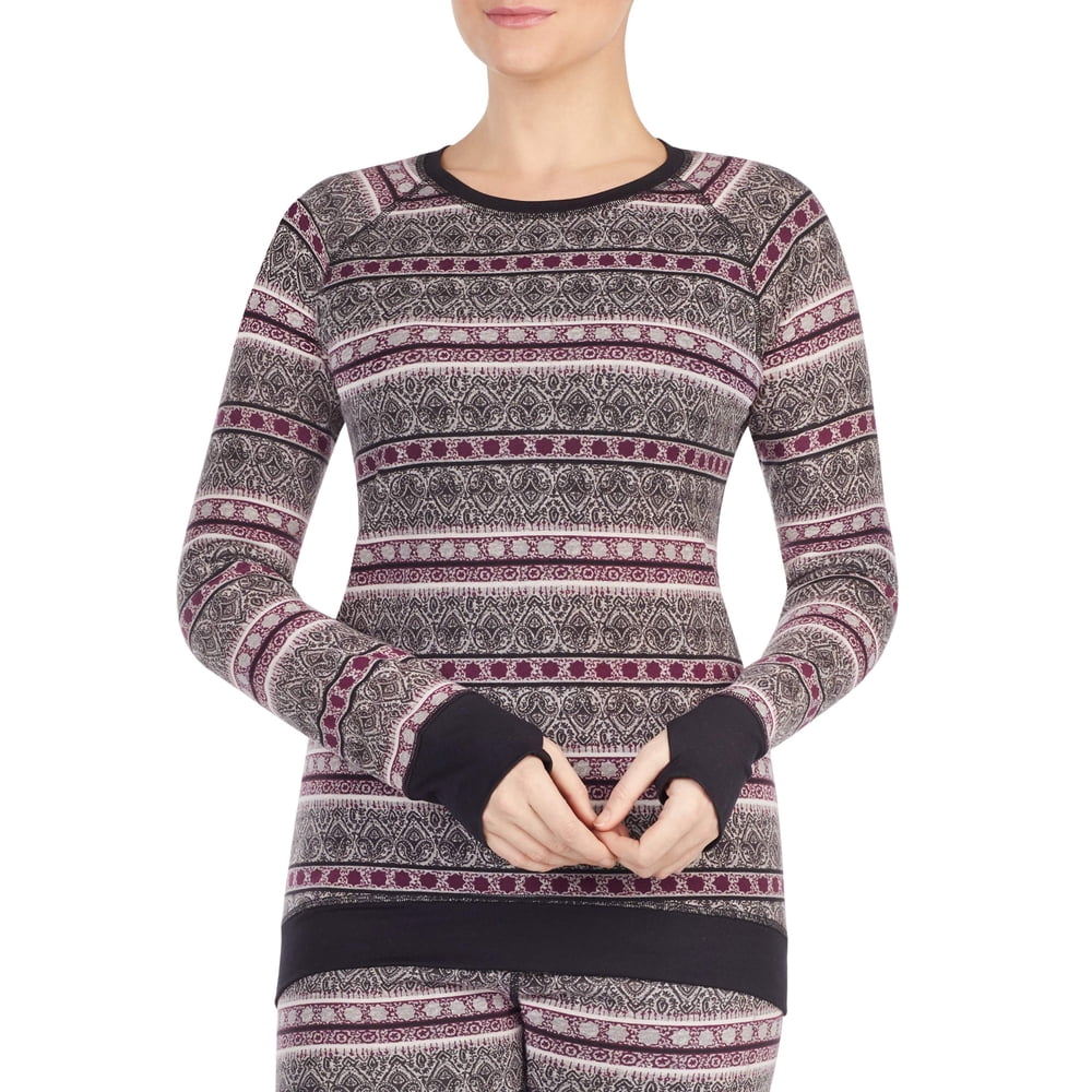women's cuddl duds thermal long sleeve crewneck