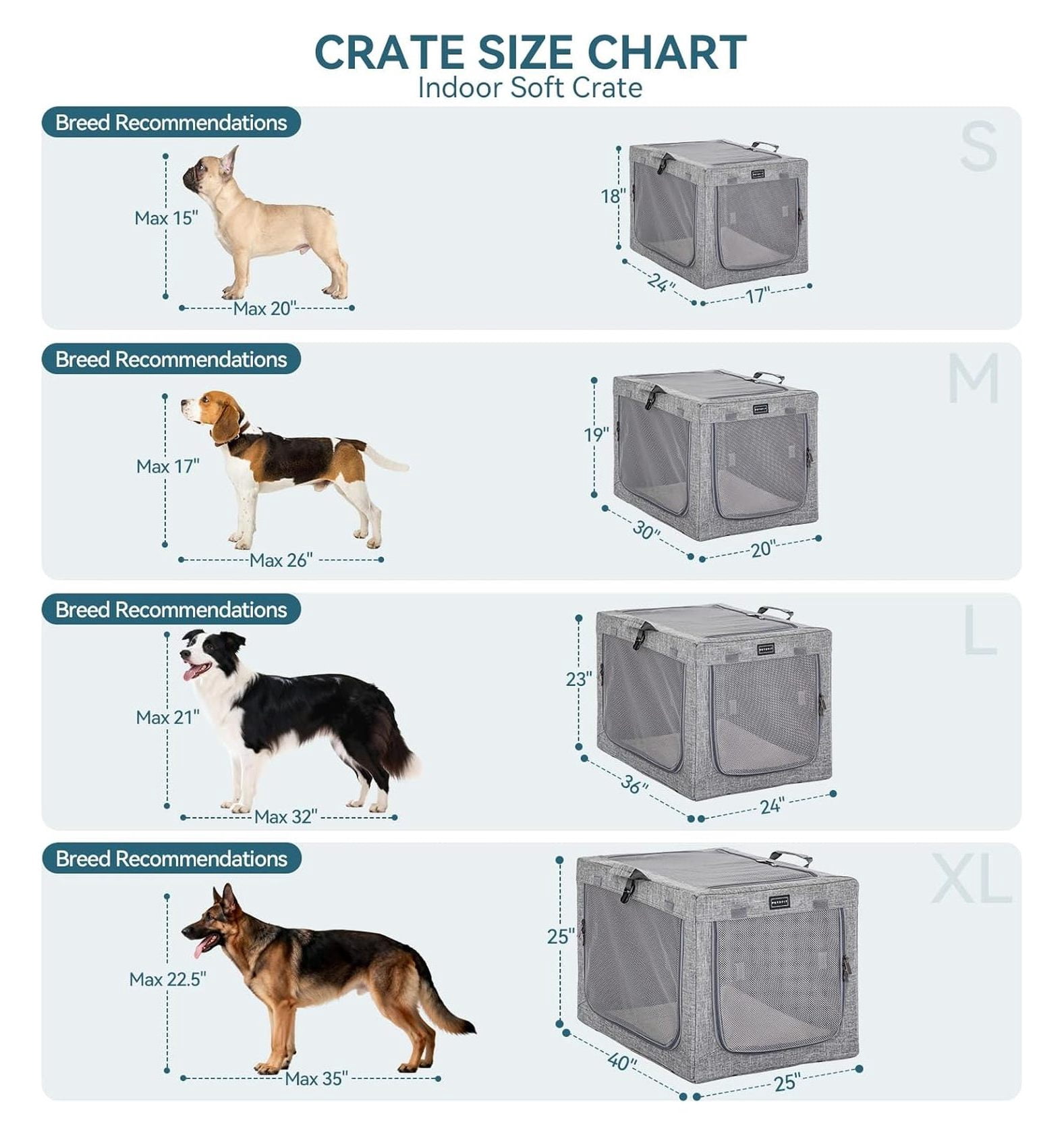 30" Indoor Soft Dog Crate – Patented Adjustable Sturdy Frame, Collapsible Portable Kennel for Home Use, Car & Travel, Medium Dogs, 3 Lockable Mesh Door, Thicken Mat, Grey