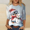 thumbnail image 2 of Luvior Womens Christmas Shirts Long Sleeve Funny Penguin Crewneck Sweatshirts Holiday Casual Graphic Pullover Sweaters, 2 of 4